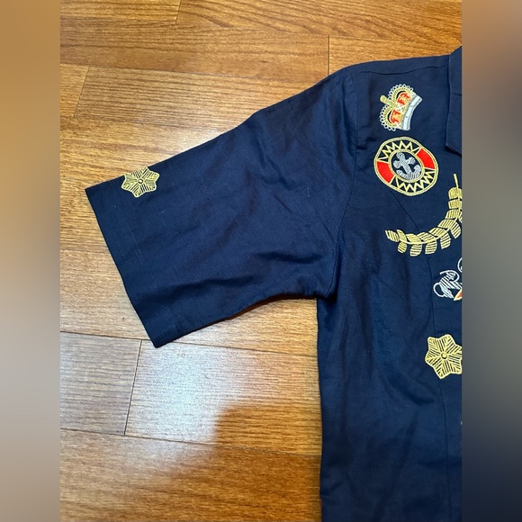 Vtg Carry Back Blue Ramie Nautical Blouse M - Picture 4 of 6